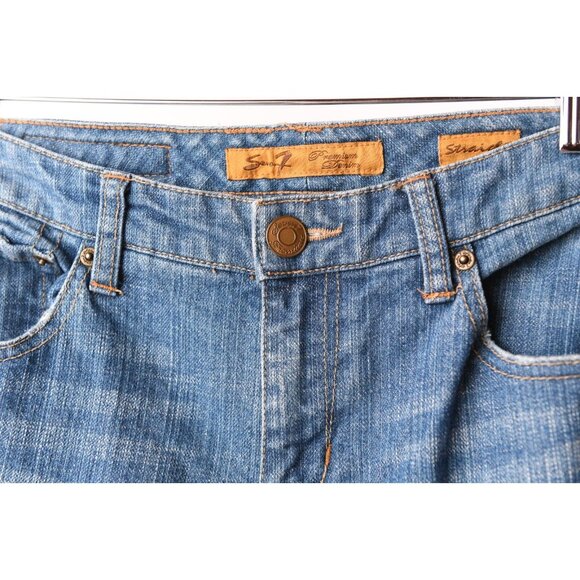 Seven7 Jeans Womens Size 4 Blue Denim Pockets Straight Leg 90s Style - Picture 2 of 14